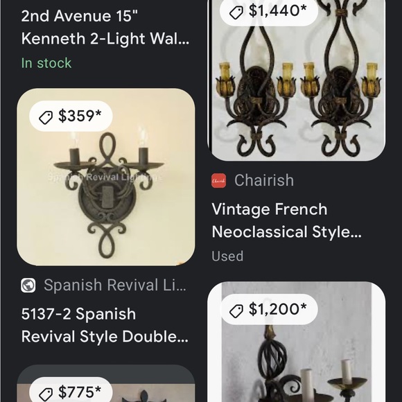 French neon classical 2 light wall fixtures - Picture 5 of 6